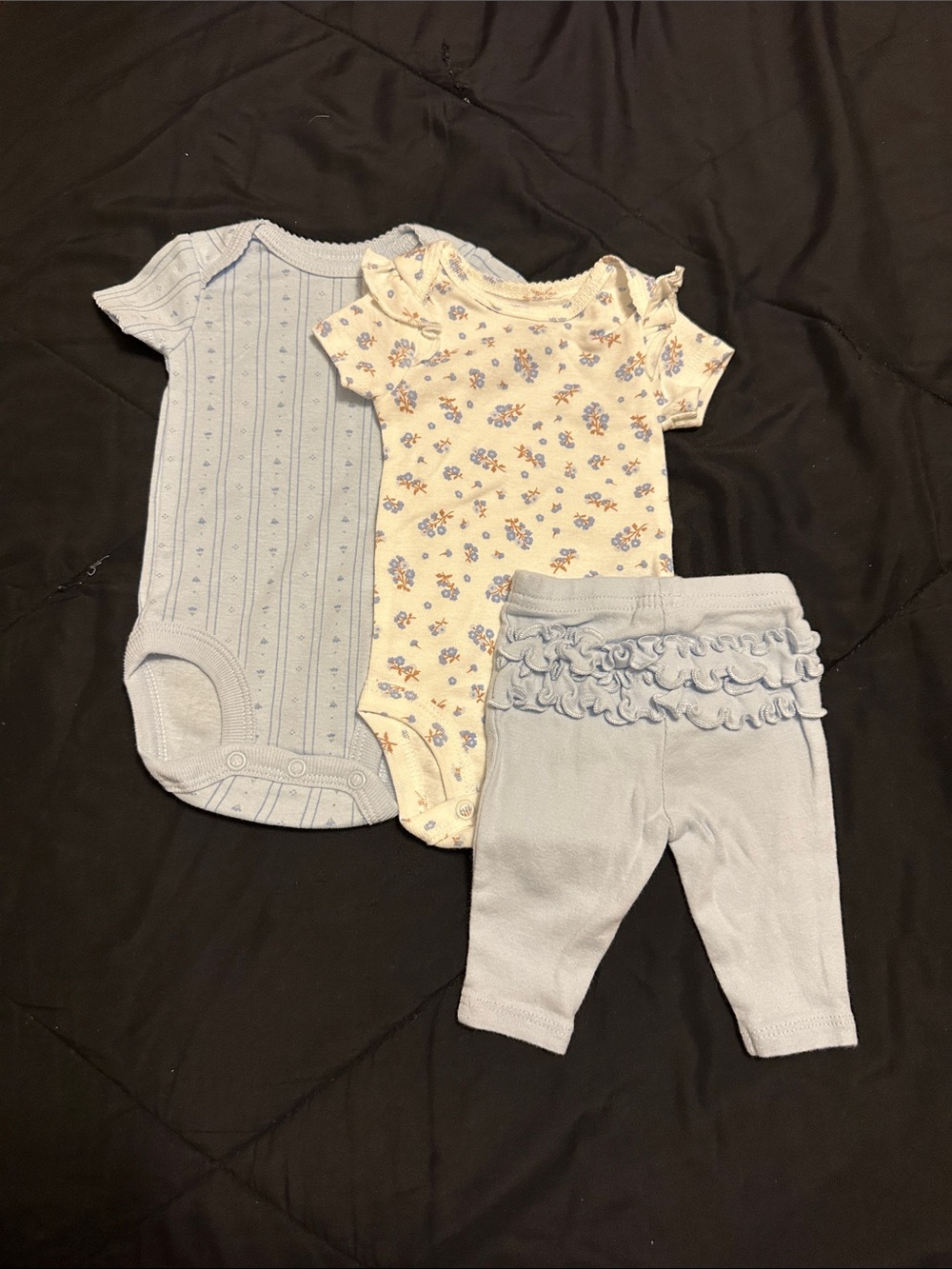 Carter's Baby Girls 3-Piece Set - Light Blue & Cream Floral